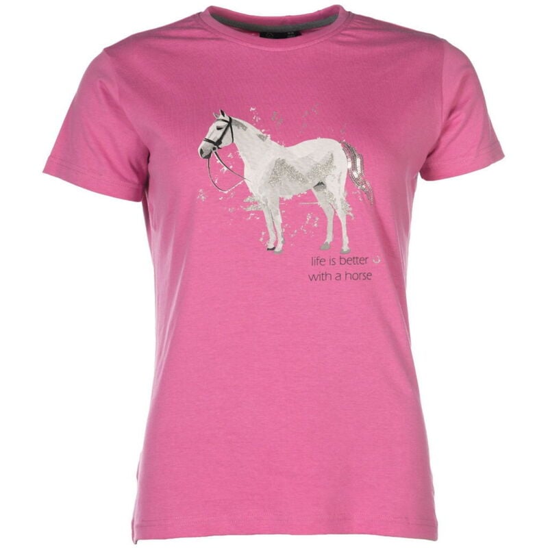 foto del prodotto t-shirt equitazione per bambine modello sparkle con stampa cavallo e dettagli glitter: 13/15 anni, rosa