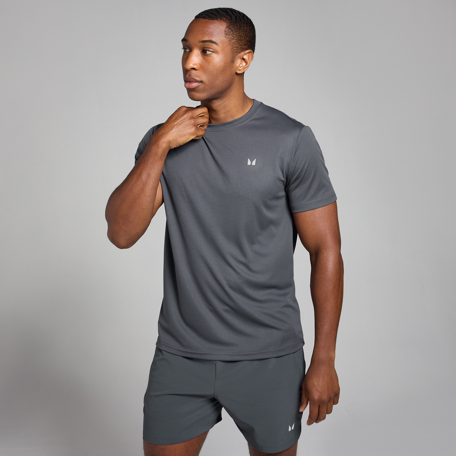 foto del prodotto t shirt sportiva con trama a griglia mp active da uomo grigio scuro l