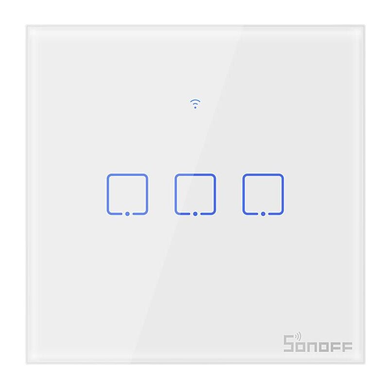 foto del prodotto t0eu3c interruttore smart a parete wifi vetro temperato policarbonato bianco sonoff