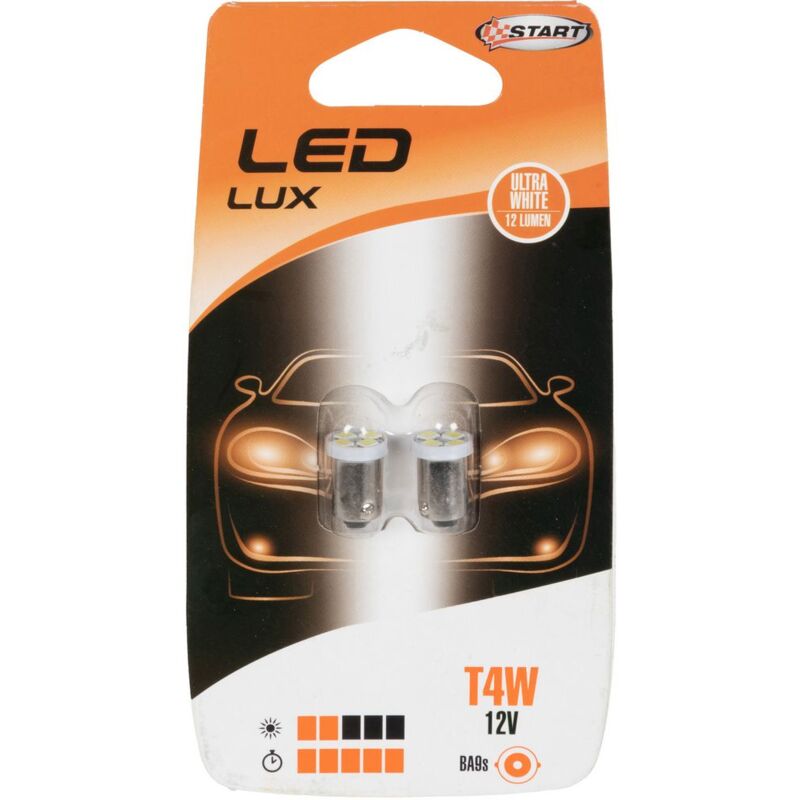 foto del prodotto t4w coppia di lampadine spia 2 led per luci auto 12v 4w ba9s