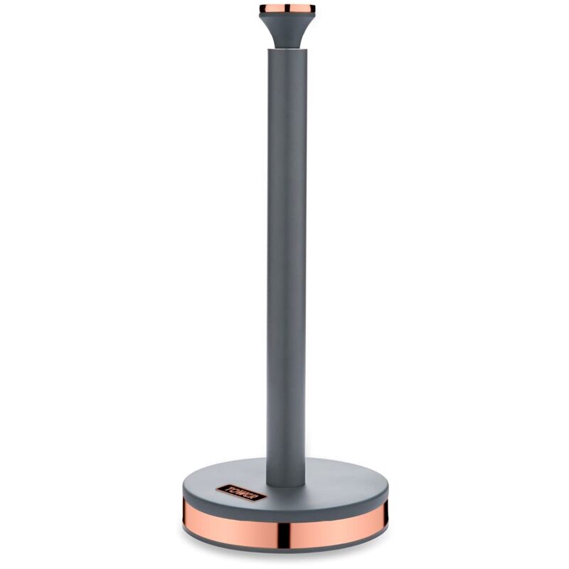 foto del prodotto t826133gry cavaletto portarotolo da cucina con morbida sottolineatura, grigio e oro rosa tower