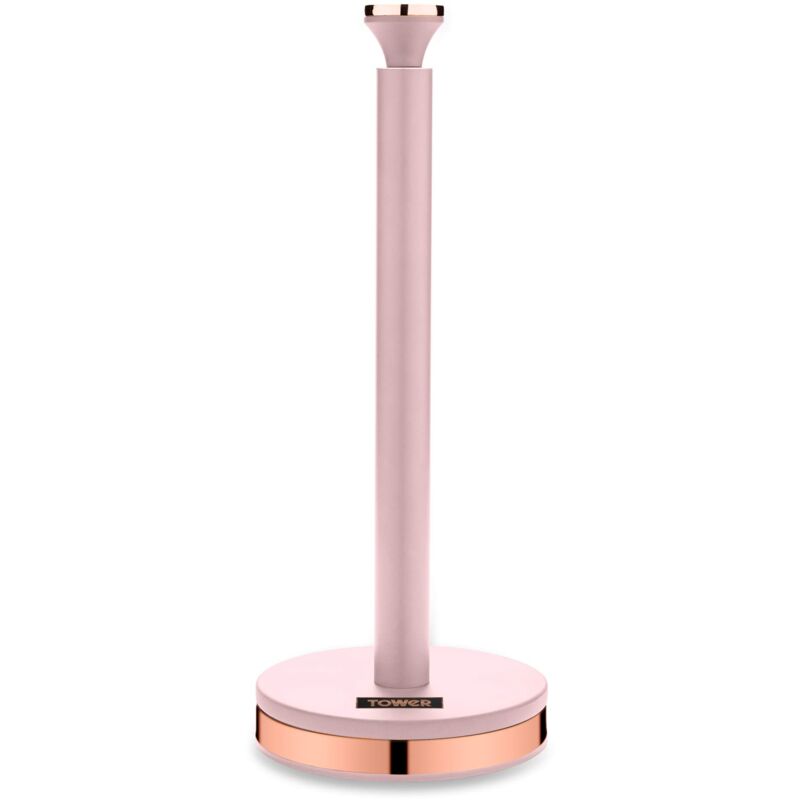 foto del prodotto t826133pnk cavaletto portarotolo da cucina porta asciugamani con sottotetto morbido, marshmallow rosa e oro rosa tower