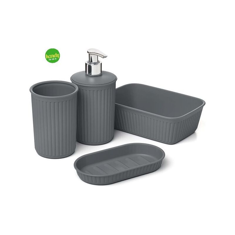 foto del prodotto ta tay set da bagno da appoggio plasticos tatay serie baobab 4 pz antracite