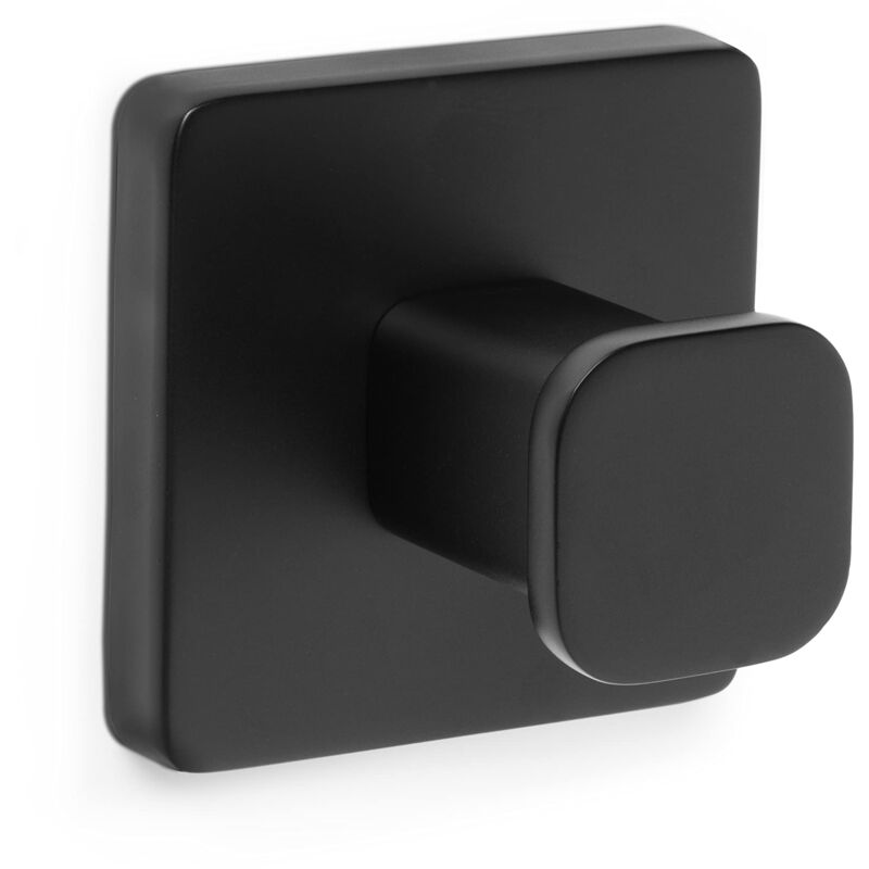 foto del prodotto ta tay tatay appendini per il bagno, accessori per il bagno nero, acciaio inox e zamak, sistema di fissaggio doppio con viti e adesivi, supporta