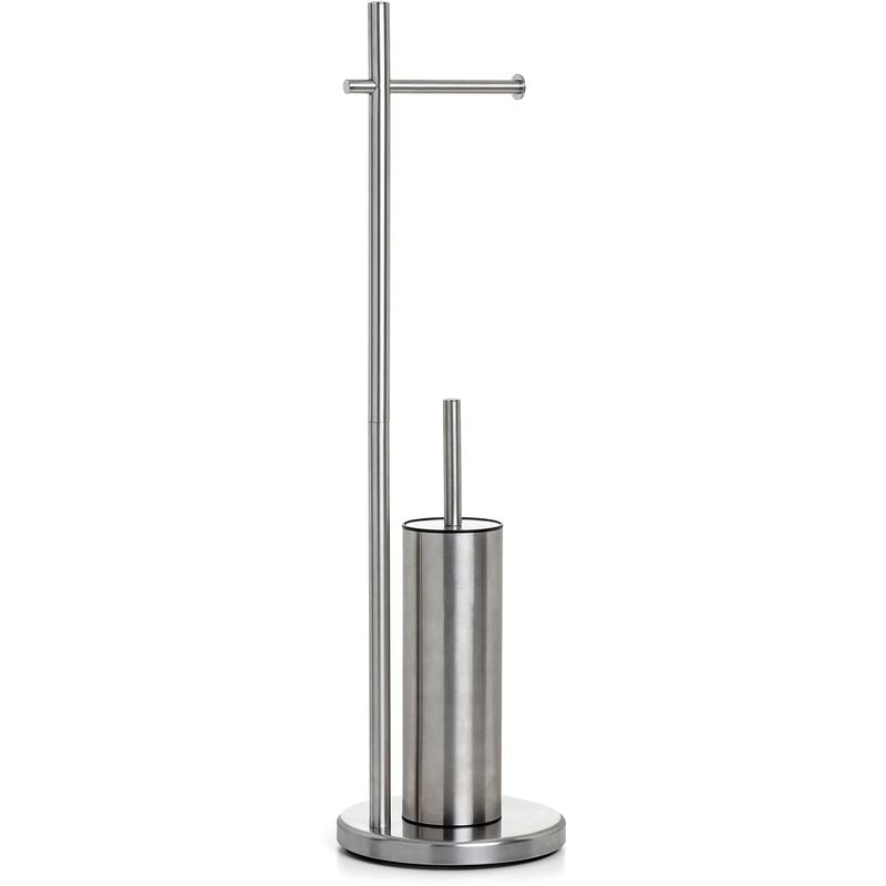 foto del prodotto ta tay tatay porta carta igienica e scopino da terra supporto in acciaio inox con base zavorrata per maggiore stabilit senza forature accessorio