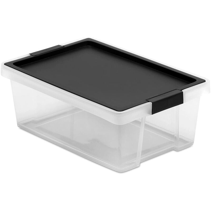 foto del prodotto ta tay tatay scatola portaoggetti con coperchio, capienza 7l, con manici, coperchio in pp riciclato, trasparente, senza bpa, nero, misure 25 x 36 x
