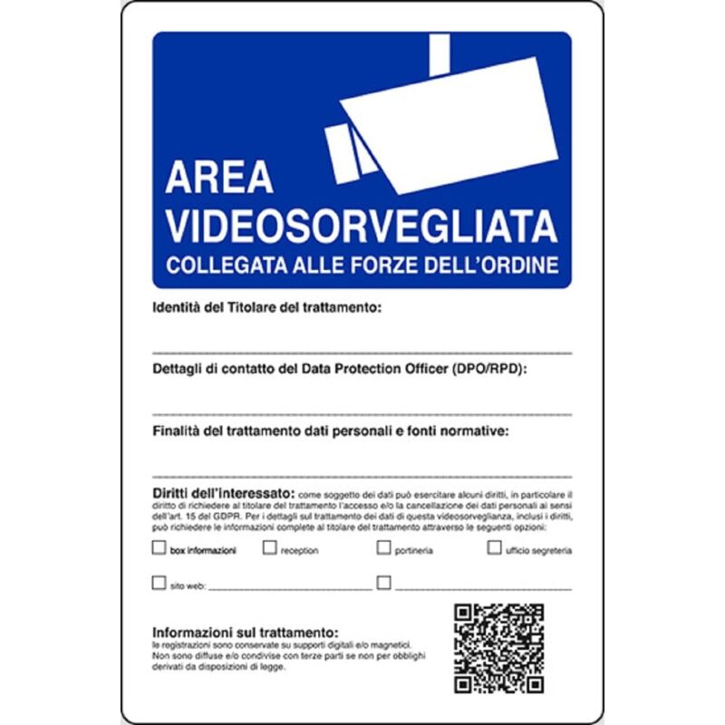 foto del prodotto tabella cartello segnale area videosorvegliata 20x30 collegata forze dell ordine