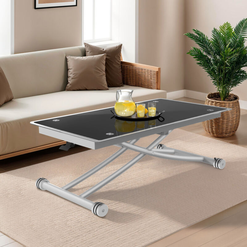 foto del prodotto table basse relevable en table manger urbana plateau verre tremp 