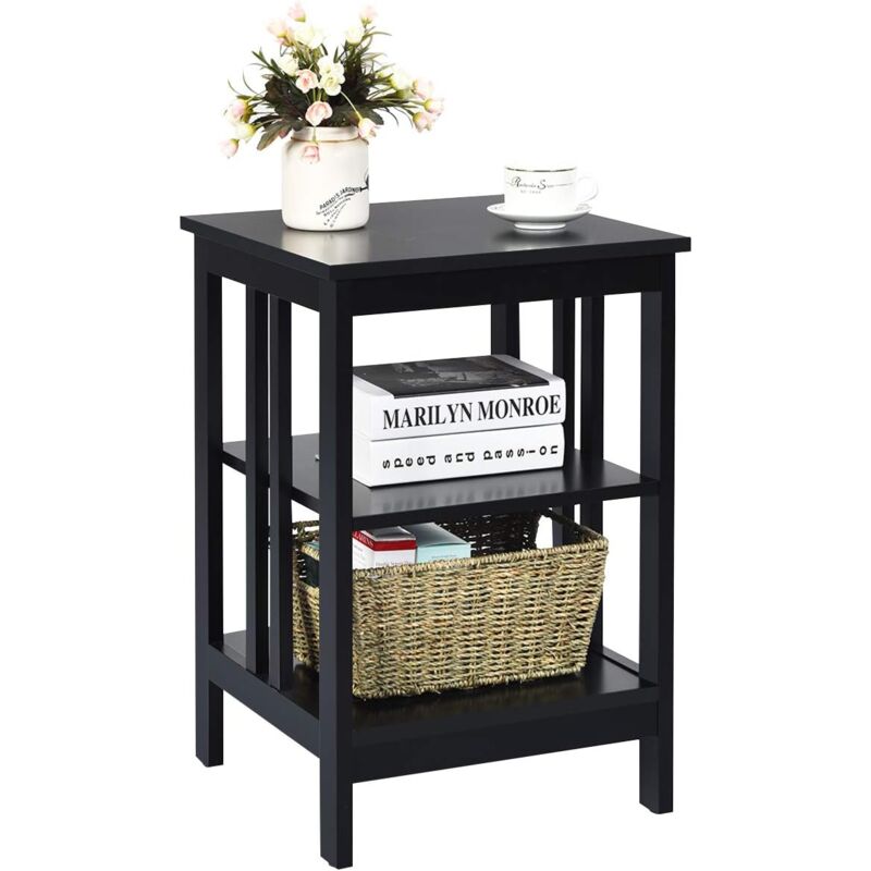 foto del prodotto table de chevet 3 niveaux, table d appoint simple et contemporain, pour chambre, salon 40x40x61 cm noir costway