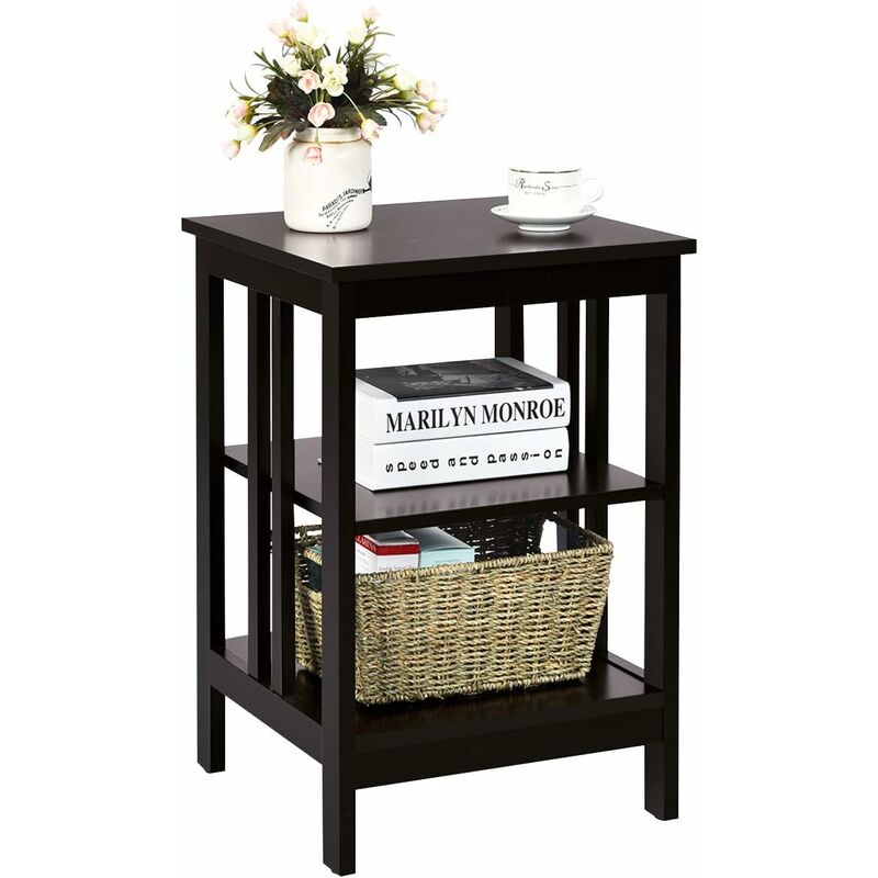 foto del prodotto table de chevet 3 niveaux, table d appoint simple et contemporain, pour chambre, salon 40x40x61cm brun costway