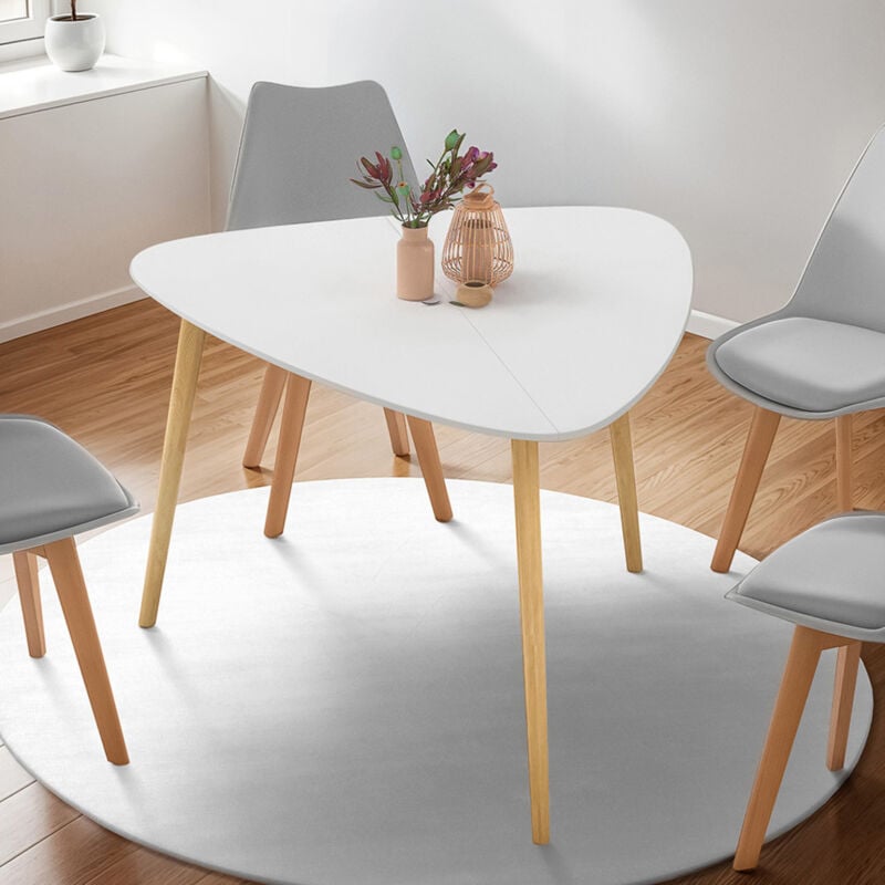 foto del prodotto table manger ovale gaia 4 personnes plateau blanc pieds bois 110 cm