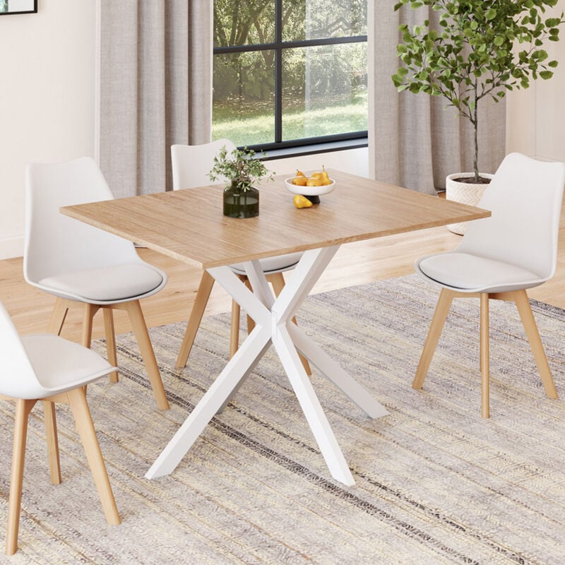 foto del prodotto table manger rectangle alix 4 6 personnes pied araign e bois et blanc 110 cm