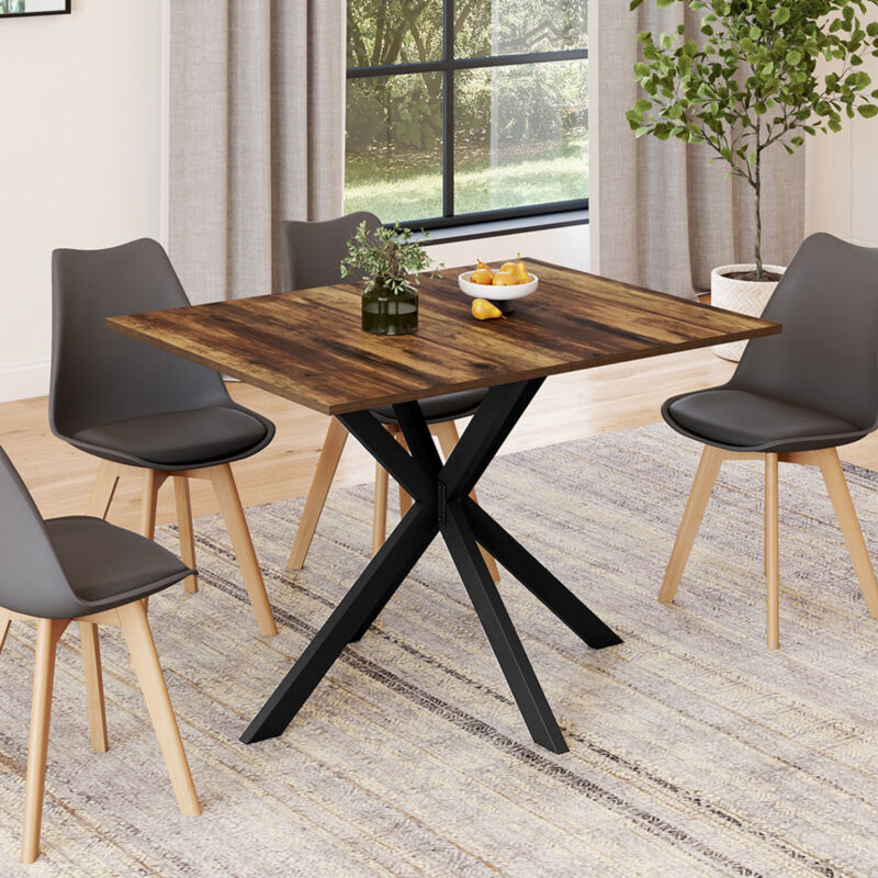 foto del prodotto table manger rectangle alix 4 6 personnes pied araign e bois fonc hawkins et noir 110 cm