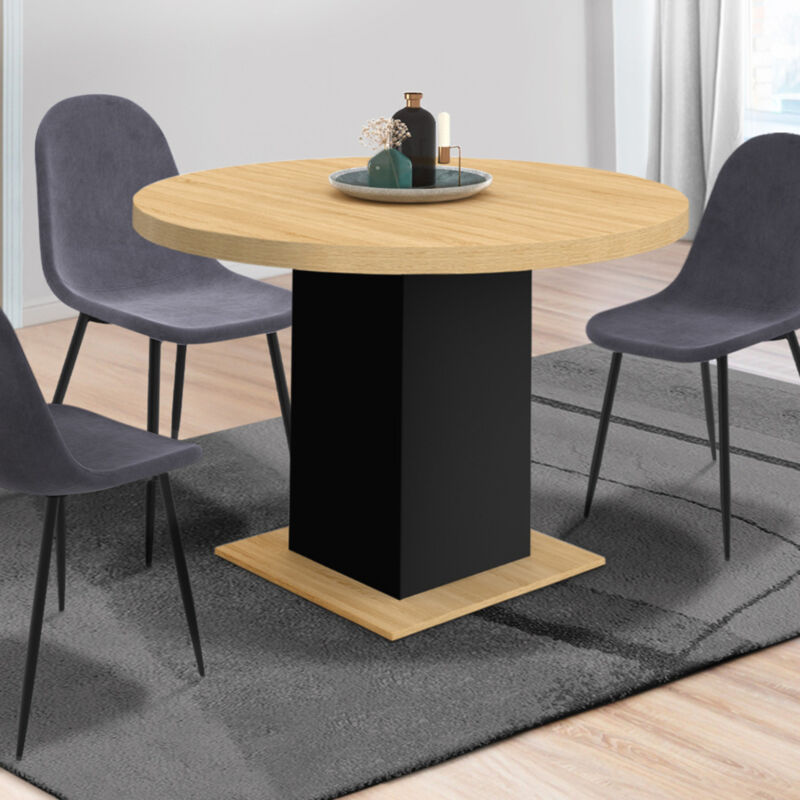 foto del prodotto table manger ronde eden 6 personnes bois et noir 120 cm