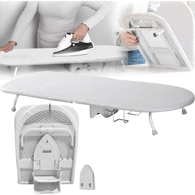 foto del prodotto table à repasser pliable, planche à repasser planche à repasser petite table pliable repassage rapide et facile cadre creux rotatif avec support en