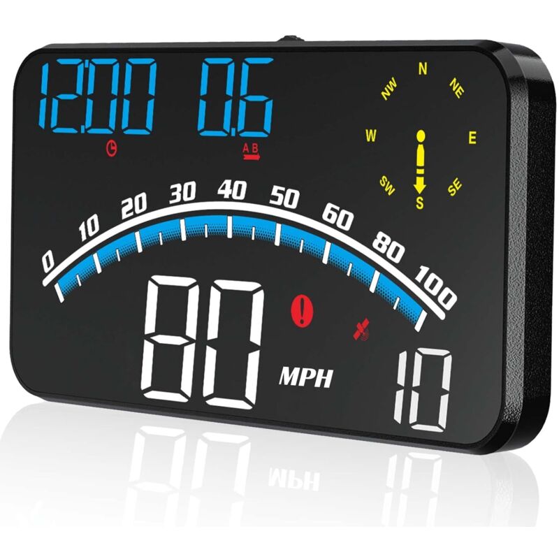foto del prodotto tachimetro gps digitale, display gm hud head up con velocit mph, direzione della bussola, promemoria di guida affaticata, distanza percorsa,