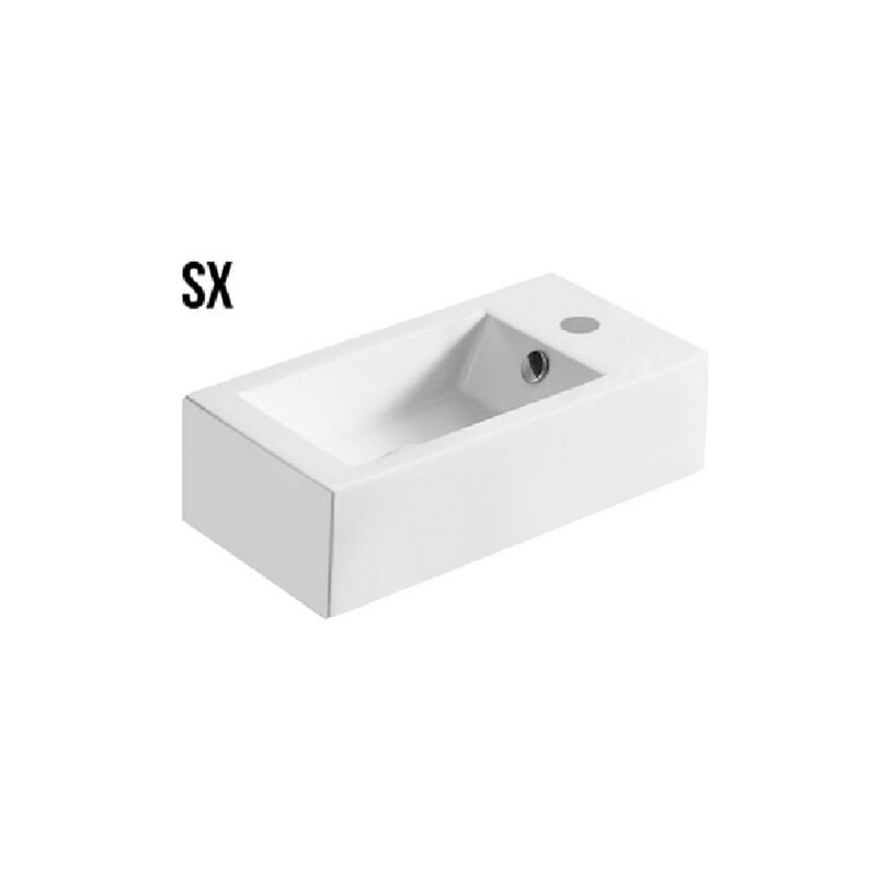 foto del prodotto tacoshop lavabo appoggio 50x25.5 cm rettangolare piccolo modello la47 bianco versione sx