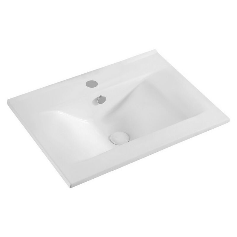 foto del prodotto tacoshop lavabo sopra piano bianco con foro rubinetto cm 62x46