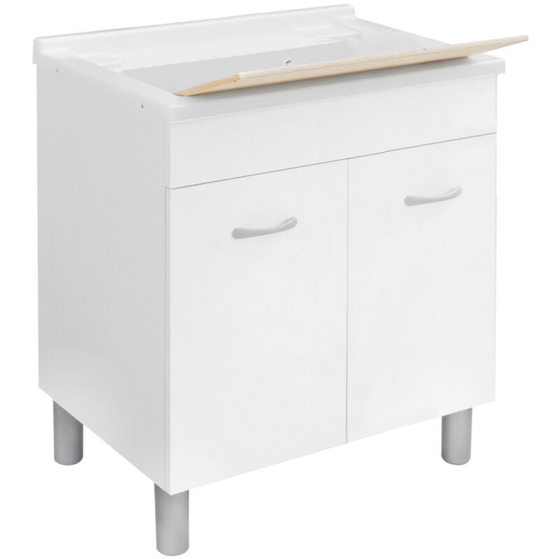 foto del prodotto tacoshop lavatoio 80x50 cm con mobile in legno e tavola in legno bianco