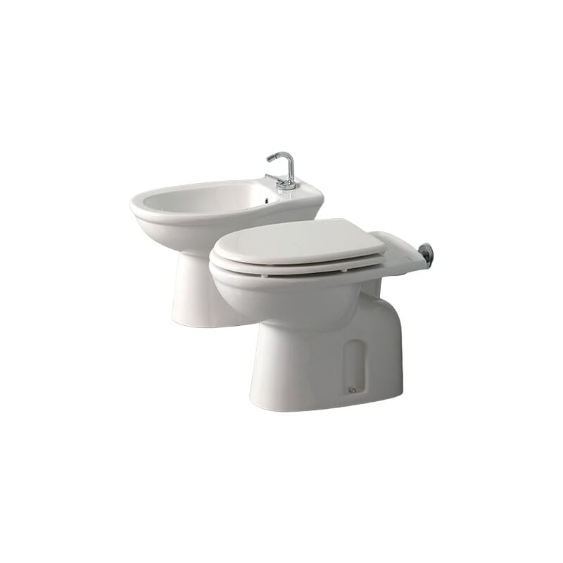 foto del prodotto tacoshop sanitari a pavimento con scarico a pavimento karla rak ceramics wc, bidet, copriwater bianco