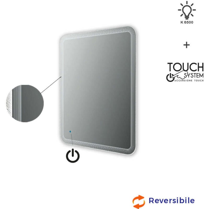 foto del prodotto tacoshop specchio touch 90x74 led disegno righe