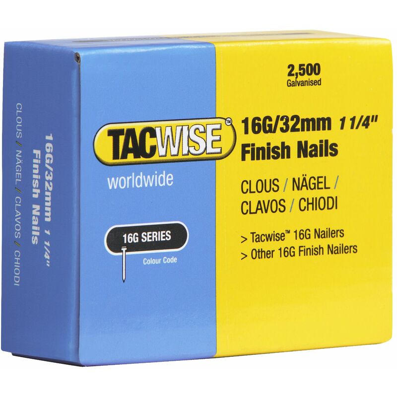 foto del prodotto tacwise 0294 chiodi di finitura galvanizzati tipo 16g 32 mm, confezione da 2500