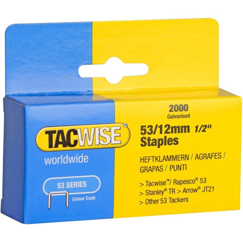foto del prodotto tacwise 0337 punti galvanizzati, tipo 53 12 mm, confezione da 2000