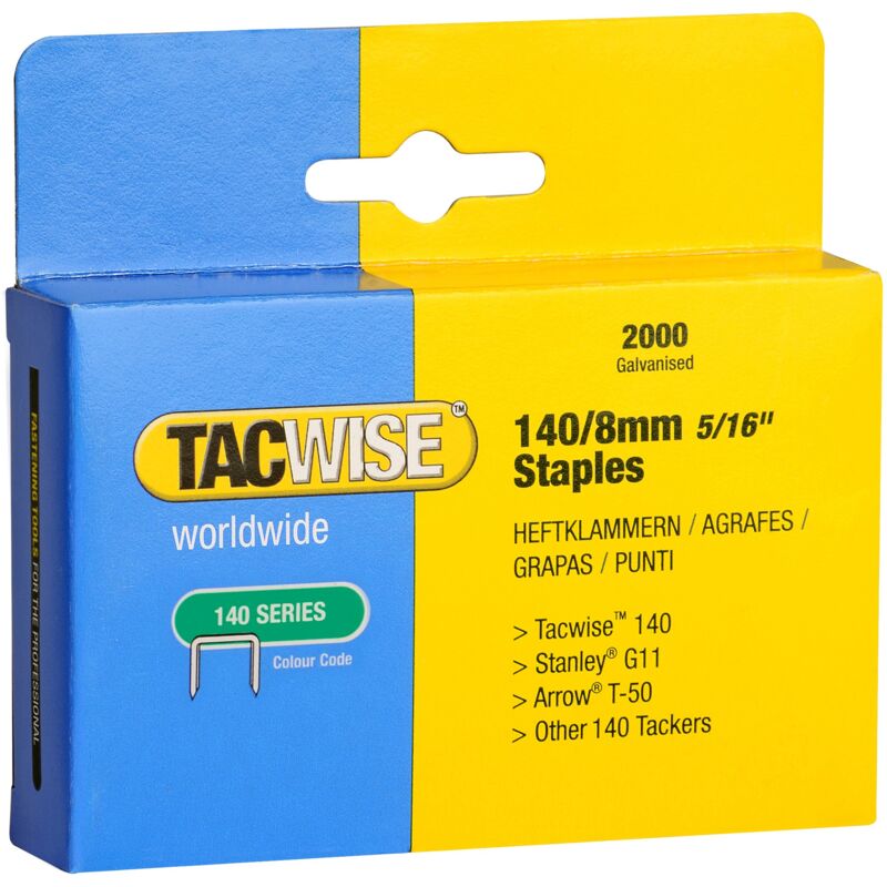 foto del prodotto tacwise 0346 punti galvanizzati professionali, tipo 140 8mm, confezione da 2000