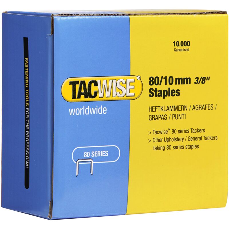 foto del prodotto tacwise 0383 punti galvanizzati per tappezzeria, tipo 80 10mm, confezione da 10.000
