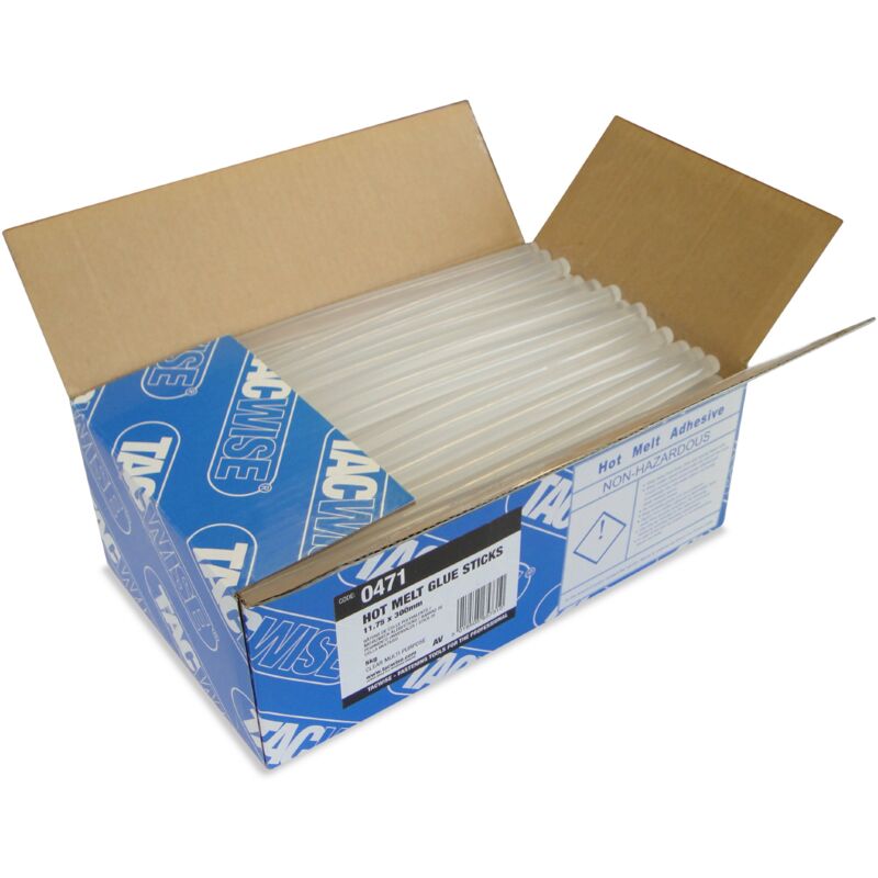 foto del prodotto tacwise 0471 bastoncini di colla a caldo, 11,75 mm x 300 mm, confezione da 160, trasparenti