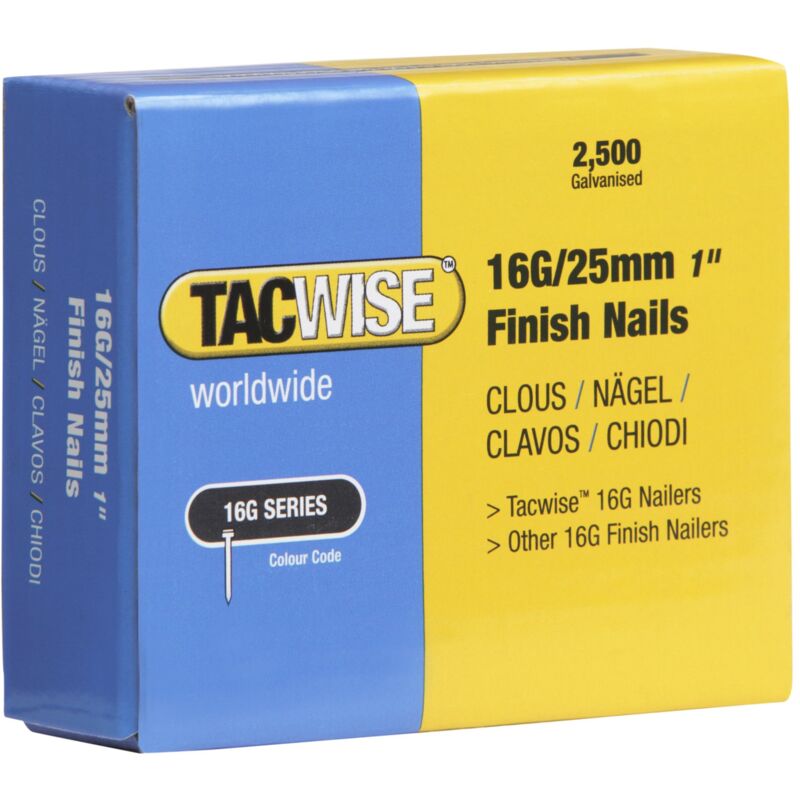 foto del prodotto tacwise 0666 chiodi di finitura galvanizzati tipo 16g 25 mm, confezione da 2500