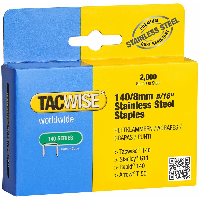 foto del prodotto tacwise 1216 punti in acciaio inox professionali, tipo 140 8mm, confezione da 2000