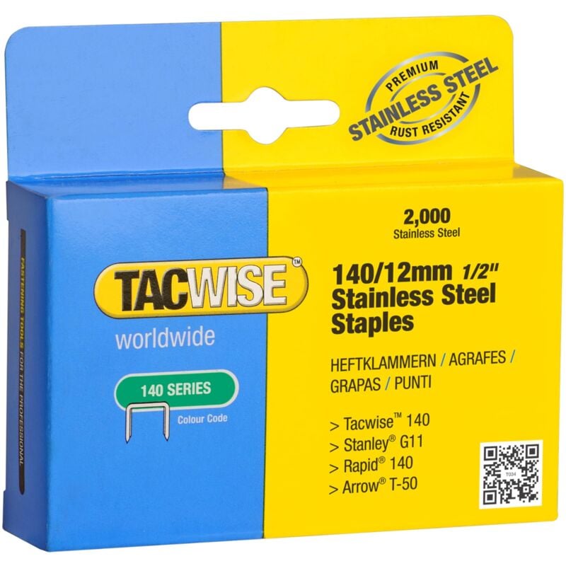 foto del prodotto tacwise 1220 punti in acciaio inox professionali, tipo 140 12 mm, confezione da 2000
