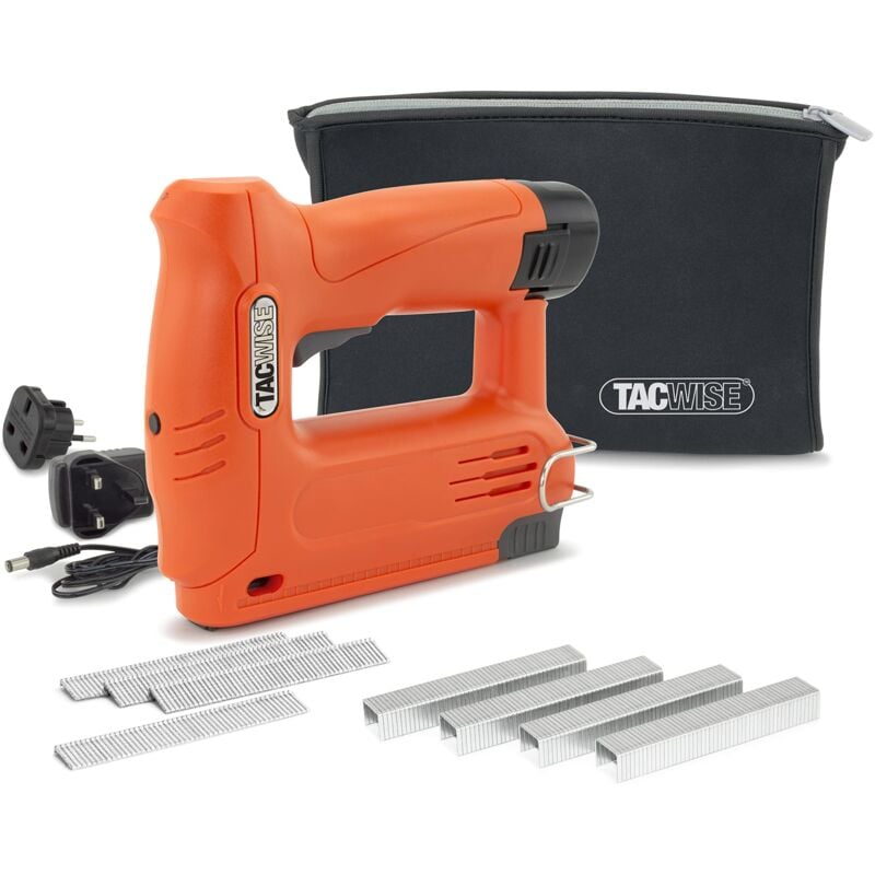 foto del prodotto tacwise 1586 140 180el graffatrice chiodatrice a batteria da 12v con borsa in neoprene, 200 punti e 200 chiodi, utilizza punti di tipo 140 e chiodi