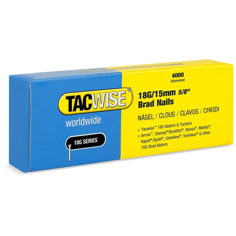 foto del prodotto tacwise 1708 chiodi brad galvanizzati tipo 18g 15 mm, confezione da 4000