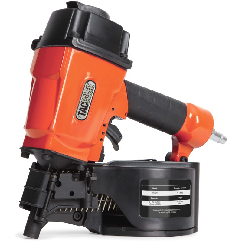 foto del prodotto tacwise gcn57p chiodatrice a bobina pneumatica, utilizza chiodi da 25 a 57 mm in bobina piatta