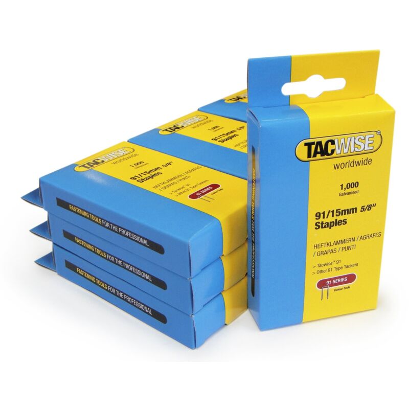 foto del prodotto tacwise set composto da 10 confezioni di punti metallici per pistola sparapunti, contenuto unitario 1.000 punti, serie 91, passo 15 mm