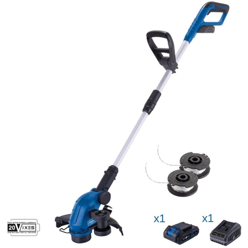 foto del prodotto taglia bordi 20v 1 batteria 2.0ah caricabatteria ixes scheppach c lt300 x