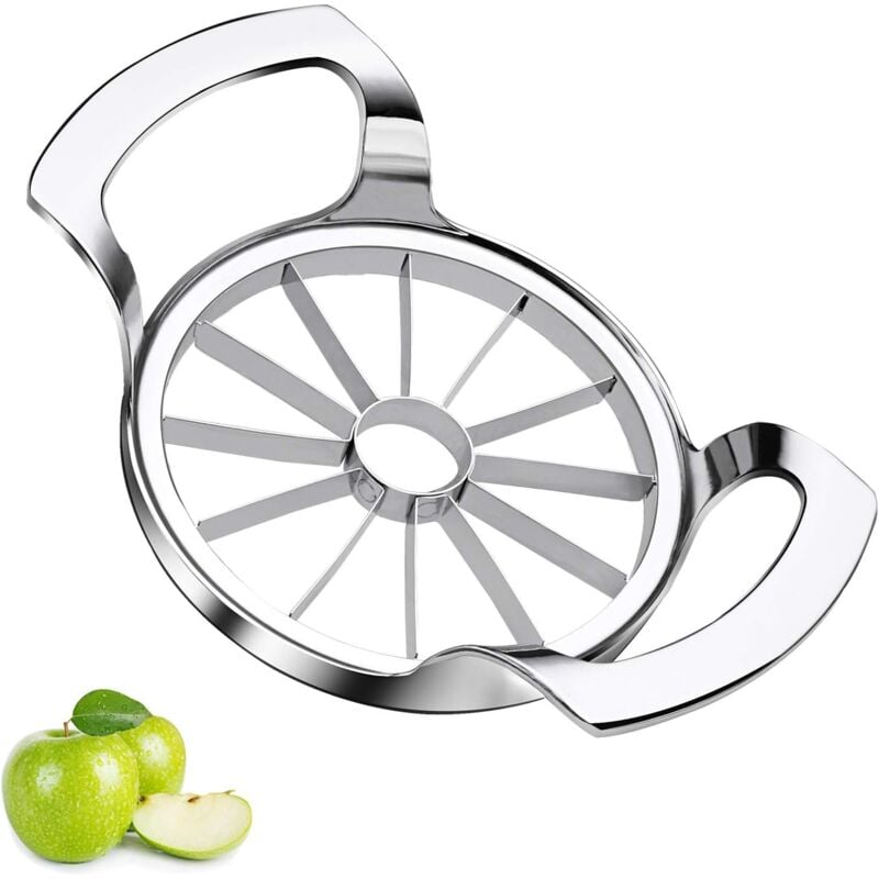 foto del prodotto taglia mele in acciaio inox, leva torsolo, taglia pere, versione migliorata, taglia mele in 12 quarti, fili in acciaio inox, leva torsolo,