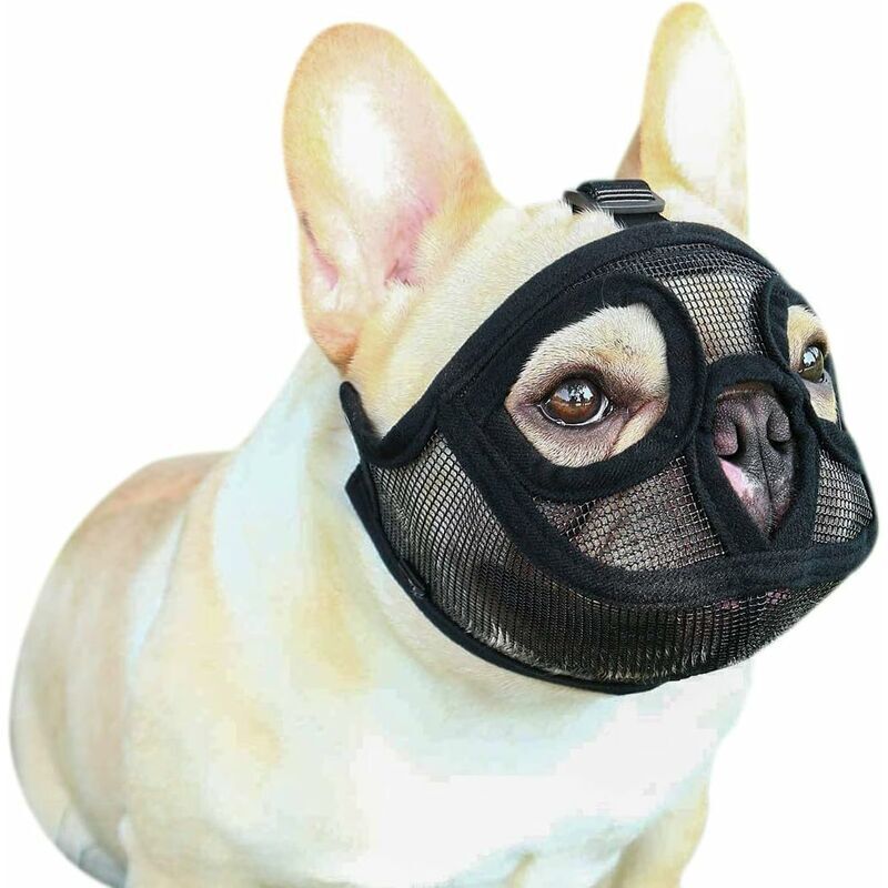 foto del prodotto taglia s 6 13,5 kg museruola in rete per cani museruola a muso corto museruola regolabile per bulldog francese protezione per la bocca
