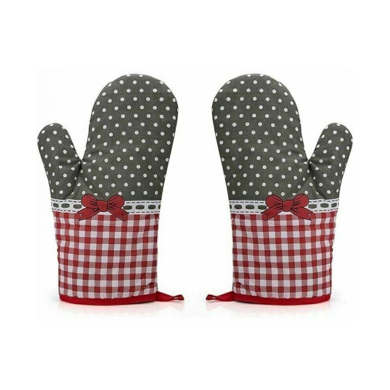 foto del prodotto taglia unica, confezione da 2 guanti da griglia ignifughi da 28 cm, presina in cotone, guanti da forno per proteggere le mani