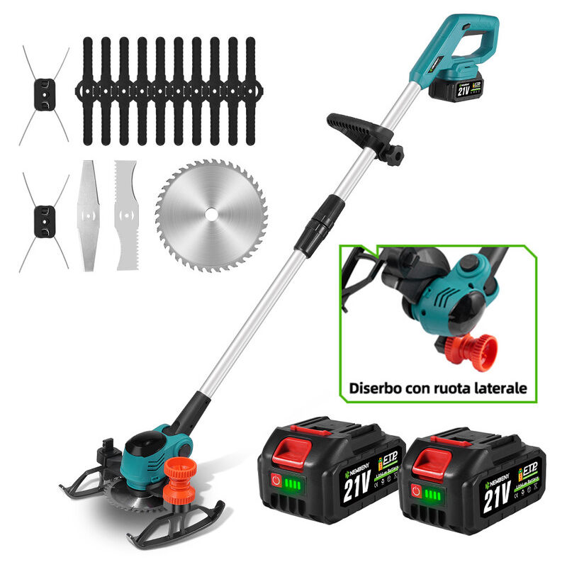 foto del prodotto tagliabordi a batteria 125 mm, tagliaerba tagliaerba a batteria, attrezzi da giardino con 2 batterie e accessori