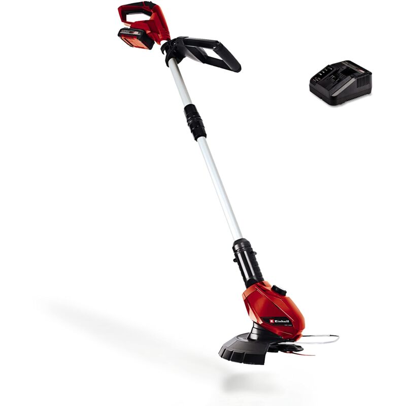 foto del prodotto tagliabordi a batteria ge ct 18 li kit power x change 18 v, testa del motore ruotabile, flowerguard, incl. 20 lame in plastica, incl. batteria 2,0