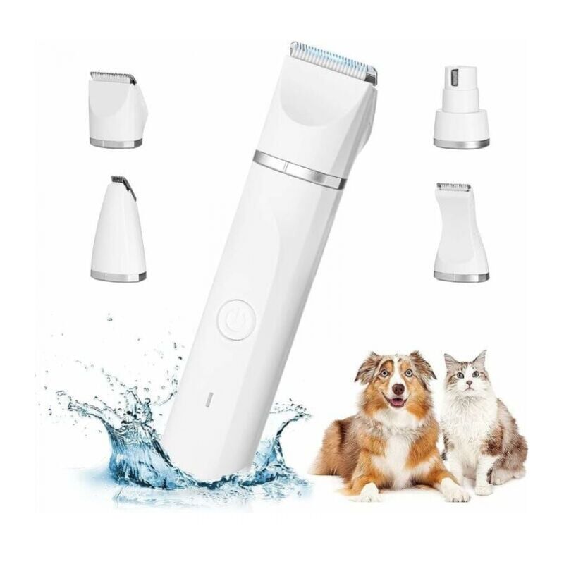 foto del prodotto tagliacapelli professionale 4 in 1 per cani, silenzioso, impermeabile ipx7, senza fili e ricaricabile tramite usb per gatti e altri animali domestici.