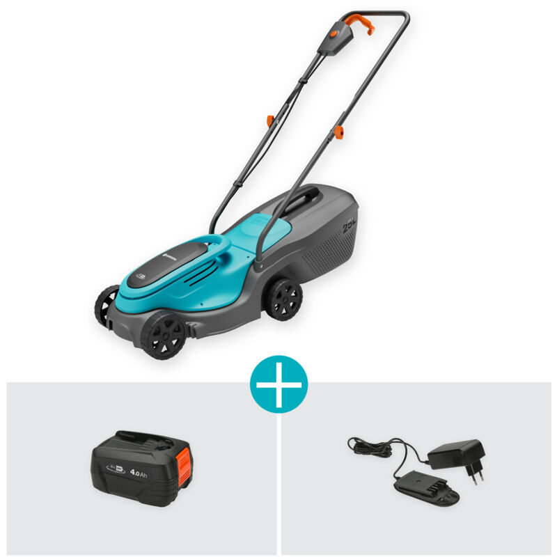foto del prodotto tagliaerba a batteria 18v powermax, superfici fino a 150 m2, larghezza taglio 30 cm, batteria inclusa power for all 14630 20 gardena