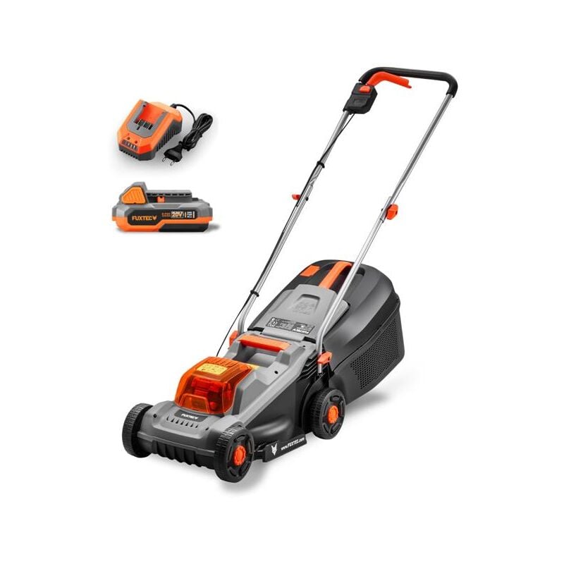 foto del prodotto tagliaerba a batteria 20v fx e1rm20eco leggero, silenzioso, perfetto per piccoli giardini fino a 400 m sacco di raccolta da 30l