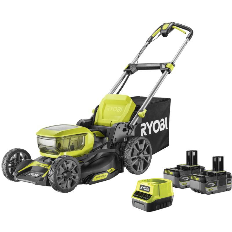 foto del prodotto tagliaerba a batteria ryobi ry18lmx46a 250 taglio 46 cm 18v, due batterie 5.0ah incluse