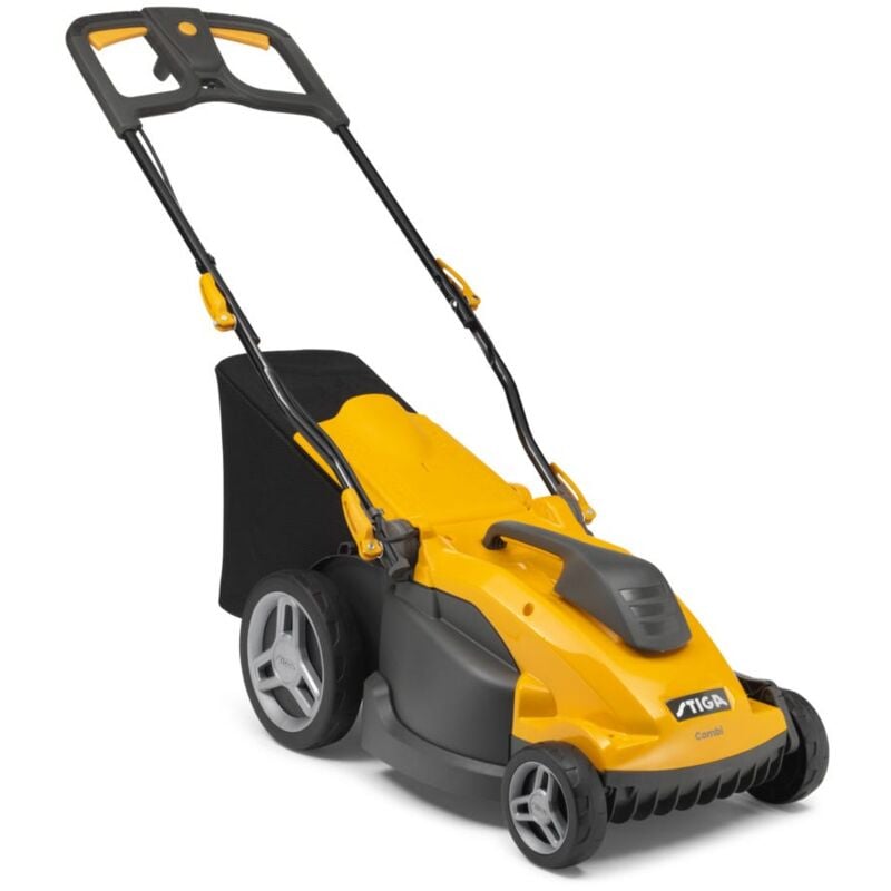 foto del prodotto tagliaerba elettrico 1600w larghezza taglio 33 cm altezza regolabile su 3 livelli e cesto di raccolta da 32l