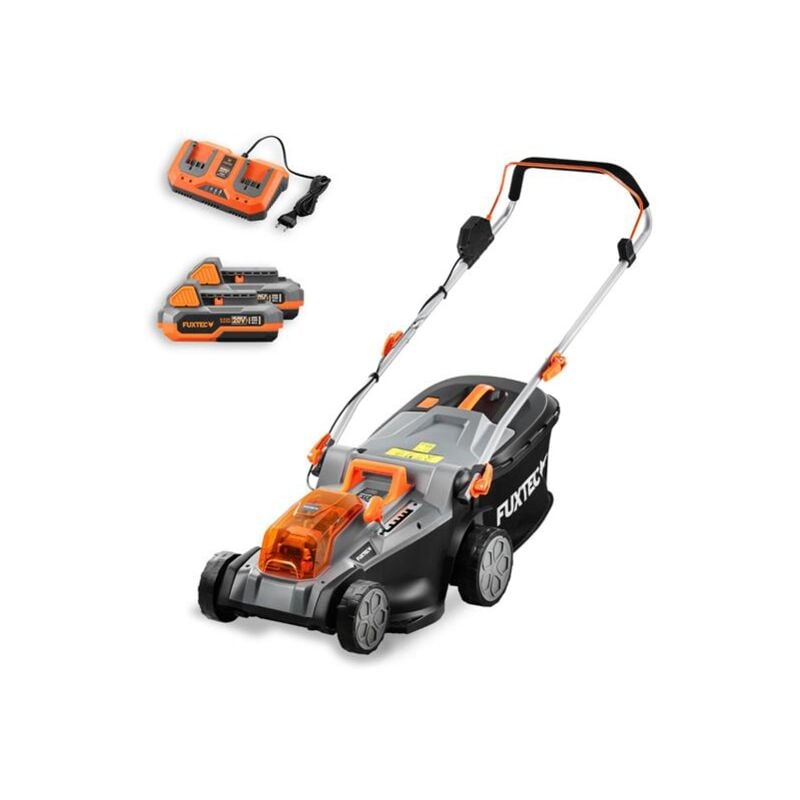 foto del prodotto tagliaerba elettrico a batteria 40v 2x20v e2rm43 set batterie e caricabatterie larghezza di taglio 43cm, altezza di taglio variabile, tosaerba a