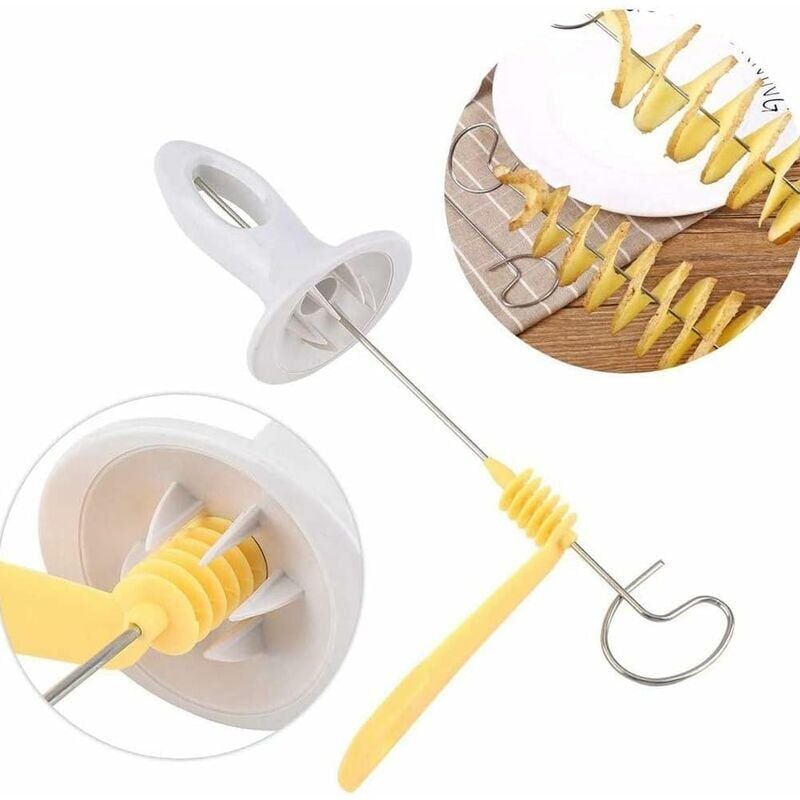 foto del prodotto tagliapatate a spirale tagliapatate in acciaio inossidabile tornado affettatrice taglierina a spirale manuale fornello da cucina utensili per